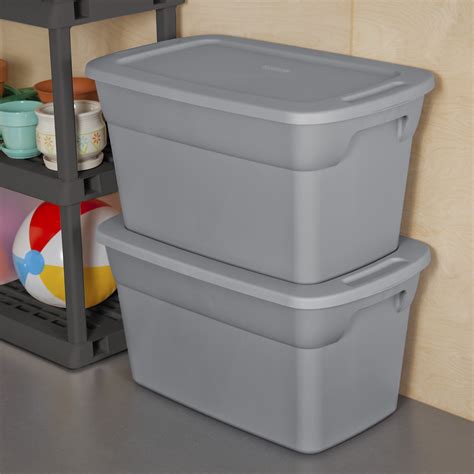 https www.walmart.com ip sterilite-30-gallon-tote-box-steel-6pk 44785788|Sterilite 30 Gallon Tote Box Plastic, Titanium.